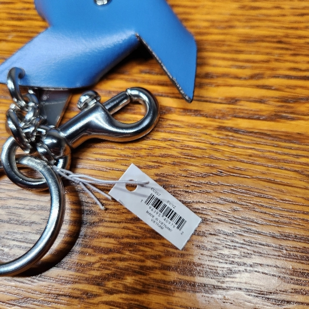 Coach Pinwheel Leather Keychain - Red & Blue - Picture 5 of 6